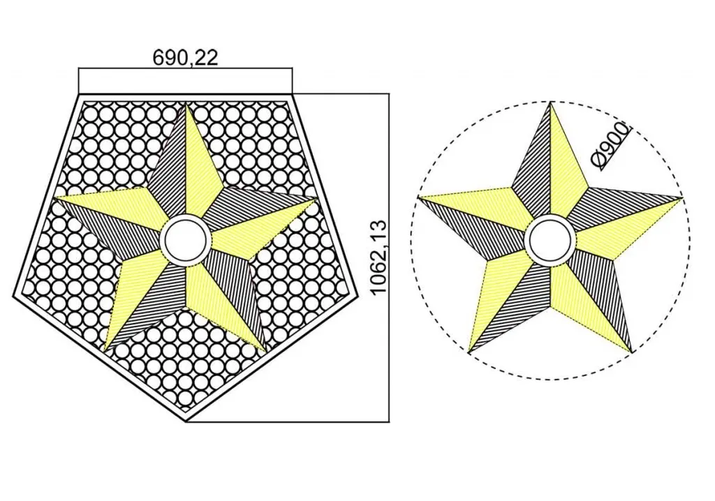 Вечный огонь - схема звезды вечного огня на декоративной решетке в Абазе 